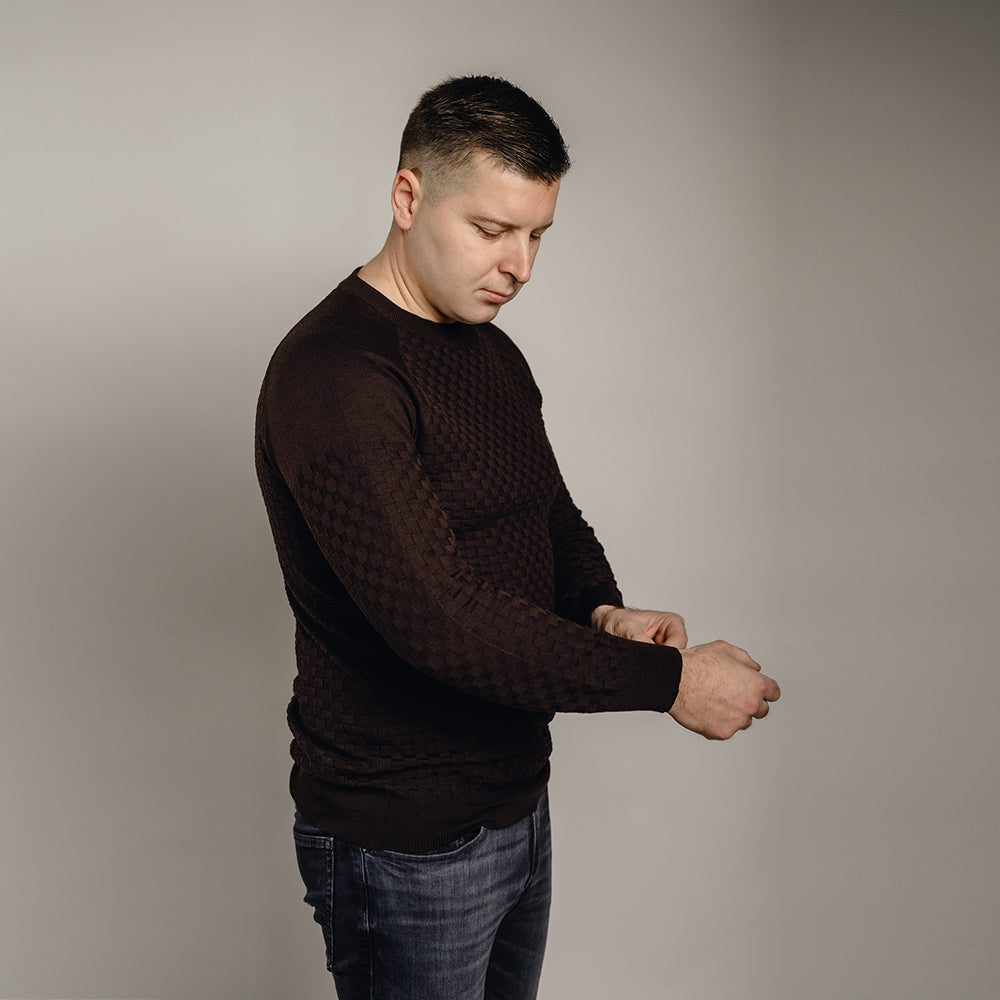 Rudas vyriškas merino vilnos megztinis