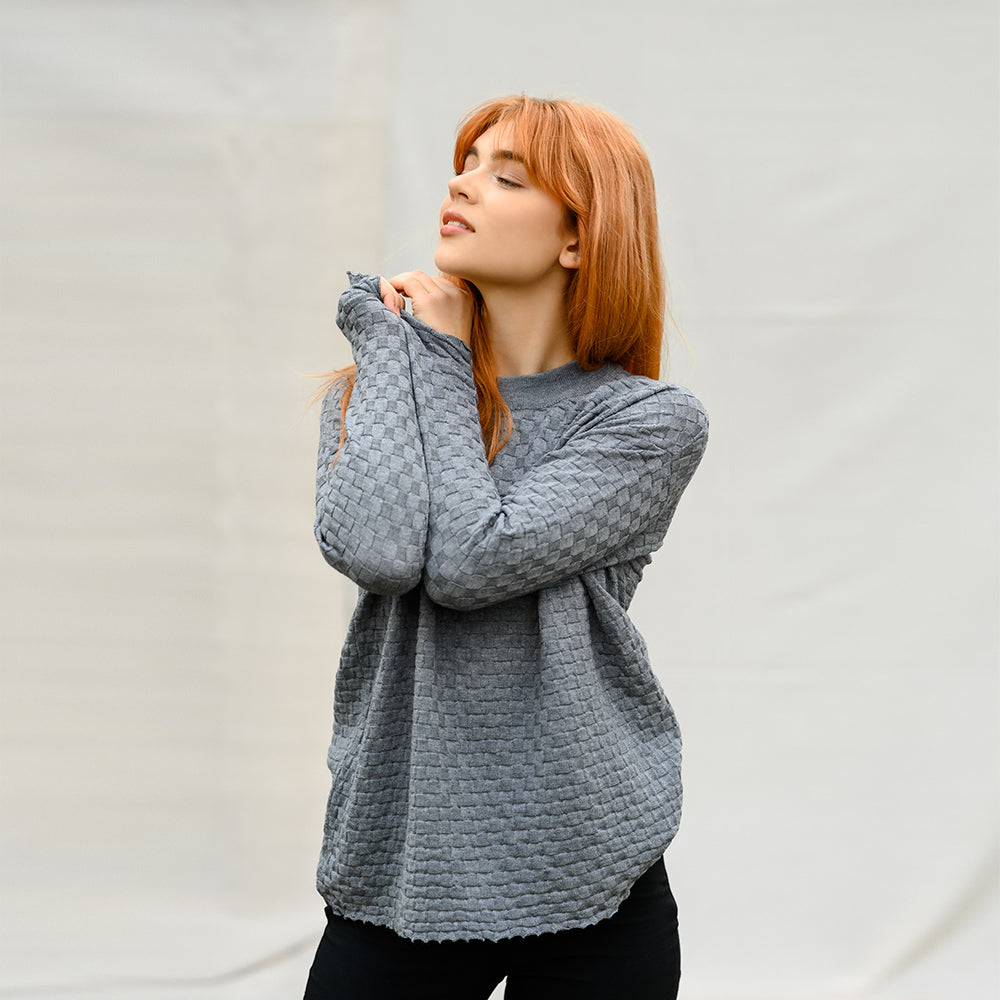 Pilkas oversize merino vilnos megztinis