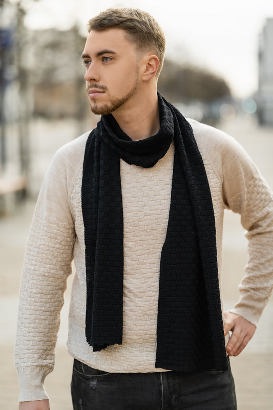 Black universal unisex scarf