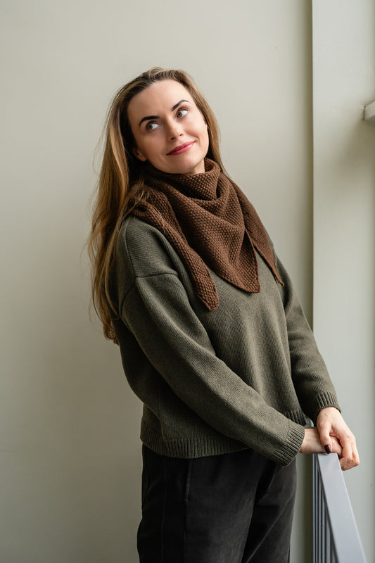 Dark brown merino wool scarf