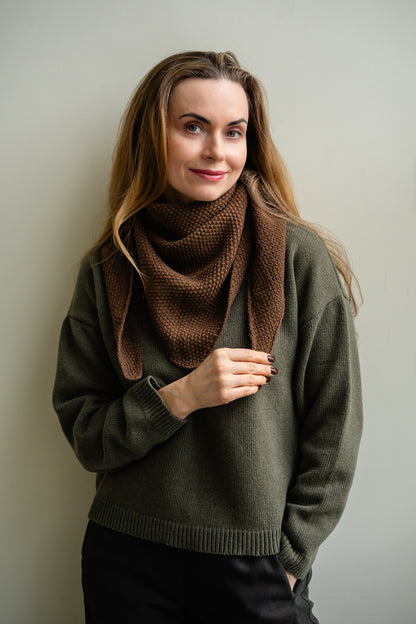 Dark brown merino wool scarf